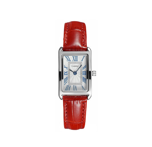 Raquel Two-Hand Date Red Leather Watch