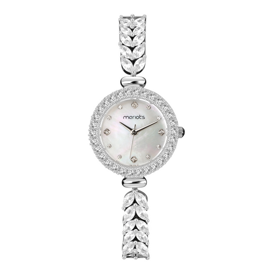 Carlie Three-Hand Silver Stainless White Mother Of Pearl Watch