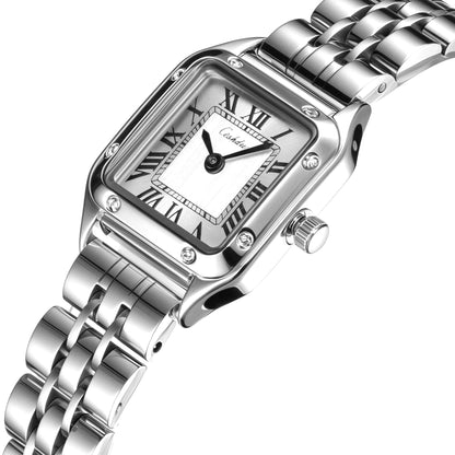 Two hand White silver stainless steel watch