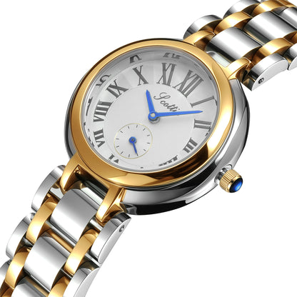 Gold&Silver Three-Hand Date Stainless Steel Watch